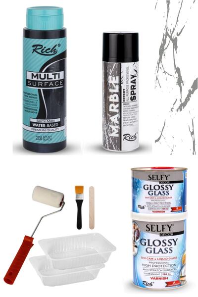 GLANCE Surface 500cc Siyah, Selfy Decor Glossy Glass 200+100gr Balkon,teras,b...