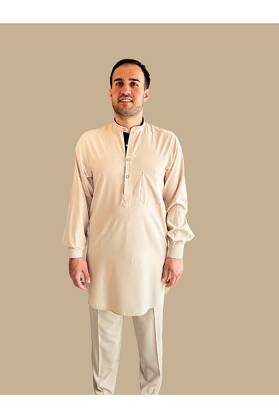 Beratnur Beige Luxury Men's Afghan Suit