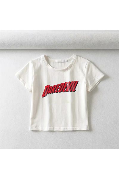 Touz zolid φορέστε Daredevil Printed White Crop