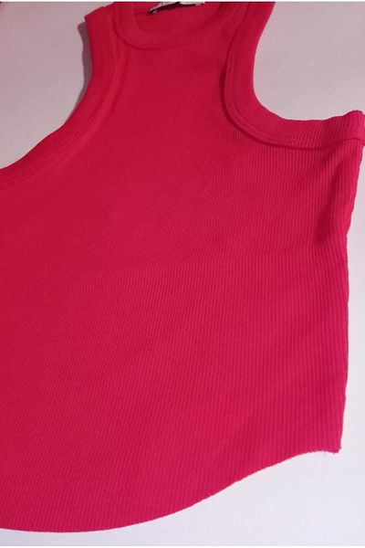 Dilvin 20610 Crop Top-dark Fuchsia