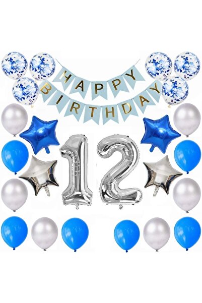 DÜVENCİ TİCARET Σετ μπαλονιών γενεθλίων 12 ετών Çıtıpıtıstore