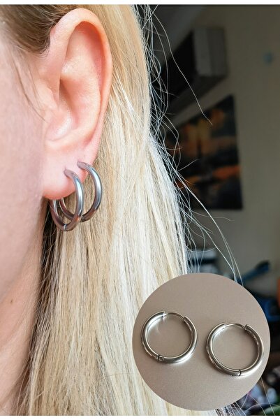 Bylin حلق ستانلس ستيل - سماكة 2.5 ملم - قطر الحلقة 20 ملم - زوج واحد