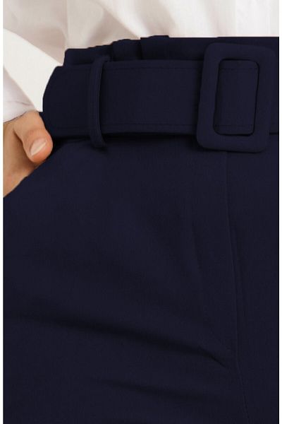 Aşkı Endam Large Size High Waist Skinny Leg Trousers with Balca Belt Gift - Navy Blue