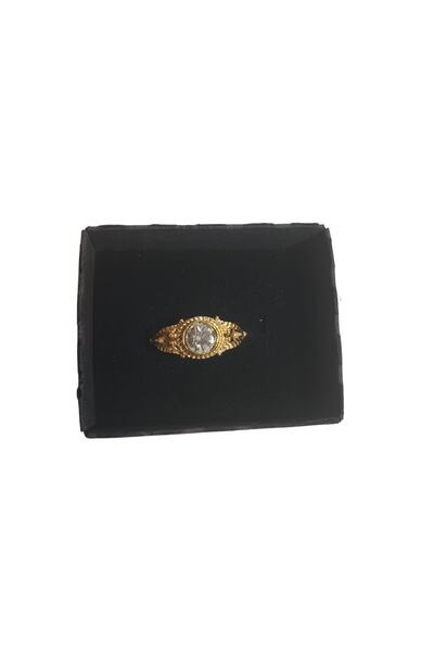 Gold Color Single Stone Ring with Zircon Gemstone