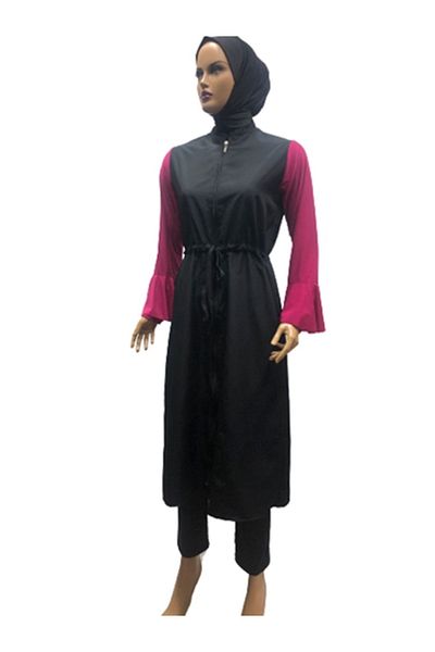 eflin Women's Clothing Black-fuzye Full Covered Hijab Swimsuit Including Bonnet Plus Size Options