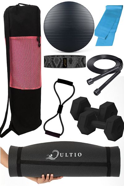 ULTIO Wonderful Pilates Set 10 Mm Pilates Mat, Pilates Bag and Equipment Suitable for All Exercises