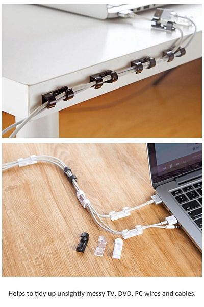 Kaşbaşı Home 20 Pieces Cable Fixer - Wall Tile and Glass Cable Holder Adhesive Clip