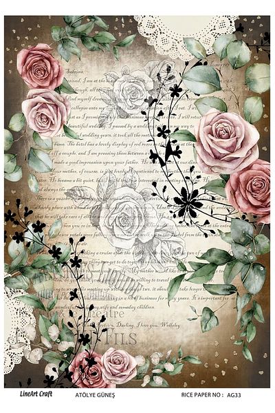 LİNEART Brass Decopage Paper La-ag33