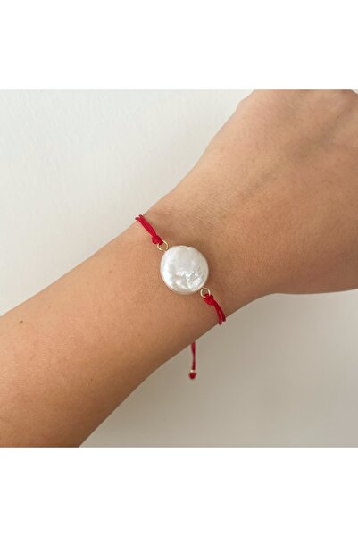 Hazeran accessories Kırmızı Ipli Gerçek Incili Şans Bileklik