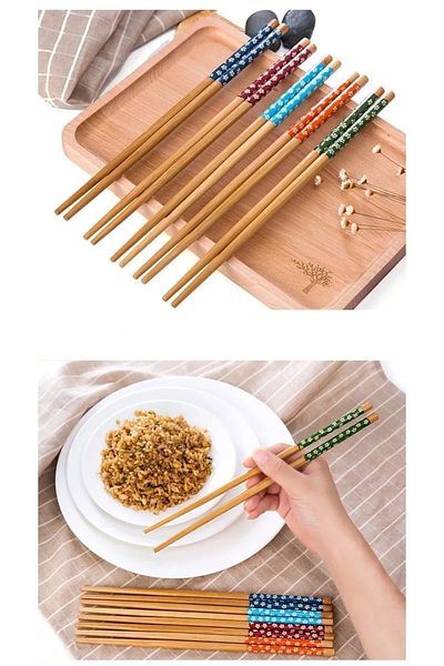 Netsepeti 5 Pairs Patterned Washable Korean Chinese Japanese Bamboo Chopsticks Chopsticks| Sushi Stick