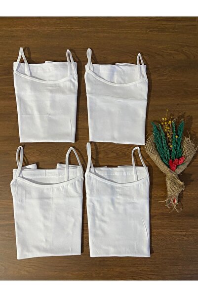 ParisTrend Γυναικείο λουράκι από σχοινί Lycra χτενισμένο βαμβακερό 4 τεμάχιο λευκό εσώρουχο