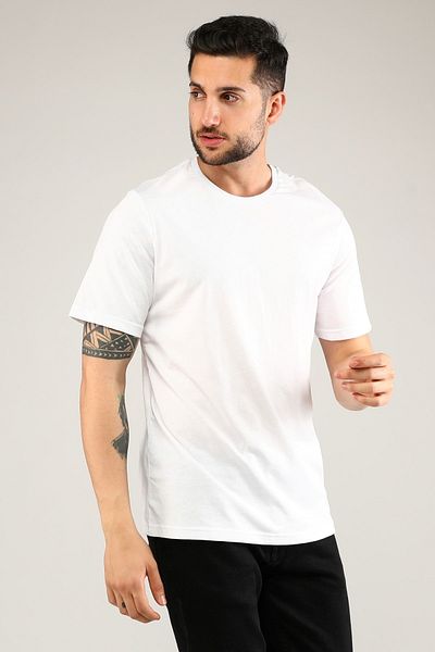 Uniprom Men's T-Shirt Crew Neck 100% Cotton White