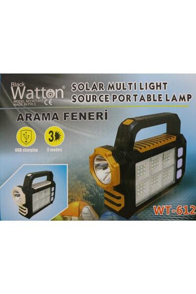 Watton Güneş Paneli & Usb Şarjlı Kamp Feneri &arama Feneri Wt 612