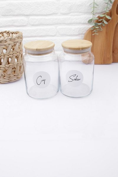 zezedesing Glass Tea-candy Storage Jar with Bamboo Lid 890ml