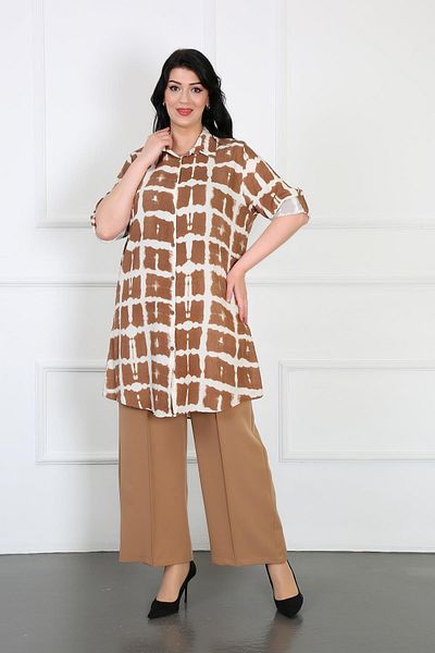 By Alba Collection Γυναικείο χιτώνα από βαμβακερή βισκόζη με μαύρισμα σχέδιο