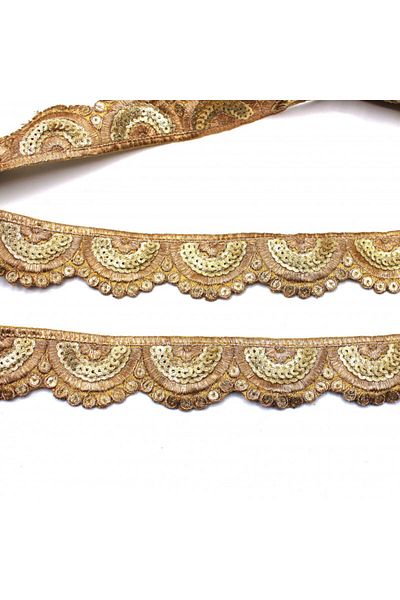 bidoluhobi Indian Work Stripe Sequin Motif Gold