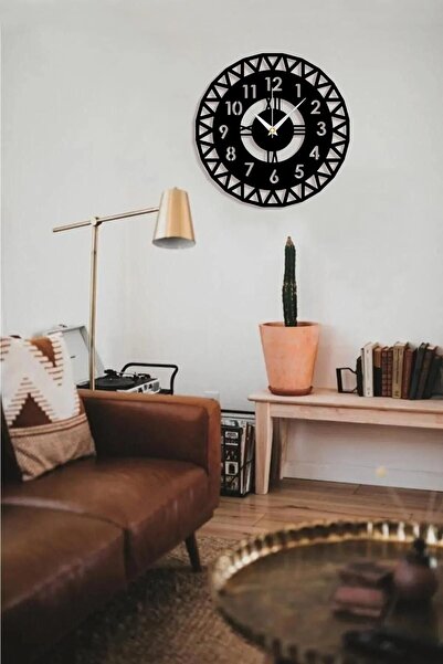 Ensa Design ساعة حائط خشبية منقوشة بأرقام رومانية ولاتينية مقاس 40 × 40 سم