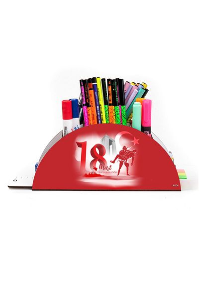 kutuTR Wooden Vip Special Occasions Series Rainbow Ruled Desktop Pen Holder Organizer Assembled Boxed