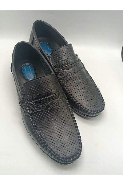 only my store Черни мъжки гел удобни ежедневни мокасини от естествена кожа