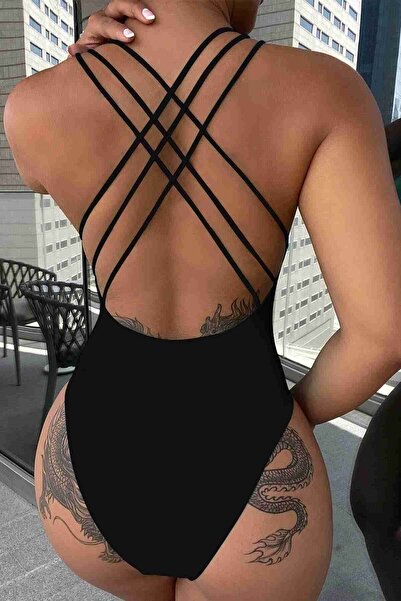 MClady Sırt Dekolteli Çapraz Askılı Mayo