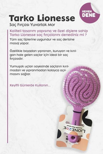 Tarko Lionesse Round Purple Hair Brush
