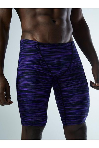 TYR Sport Tyr Durafast Elite Fizzy Men's Jammer Swimsuit, Knee Length, Purple Striped Pattern