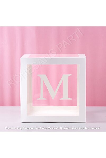 Genel Markalar Star Beyaz Şeffaf Balon Kutusu M Harfli 25x25 Cm