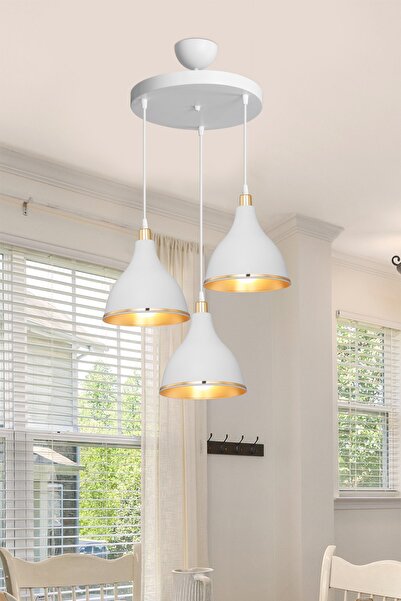 lumenistanbul Salda 3'lü Avize Beyaz Yemek Odası Salon Mufak Yatak Odası Otur...