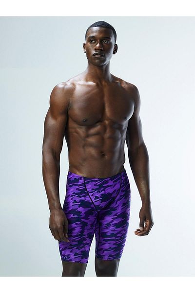 TYR Sport Tyr Durafast Elite Camo Men's Jammer Swimsuit, Knee Length, Purple Camouflage Pattern