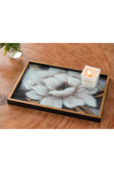 English Home 31x46 Cm Gold Colored Flower Chic Decorative Tray