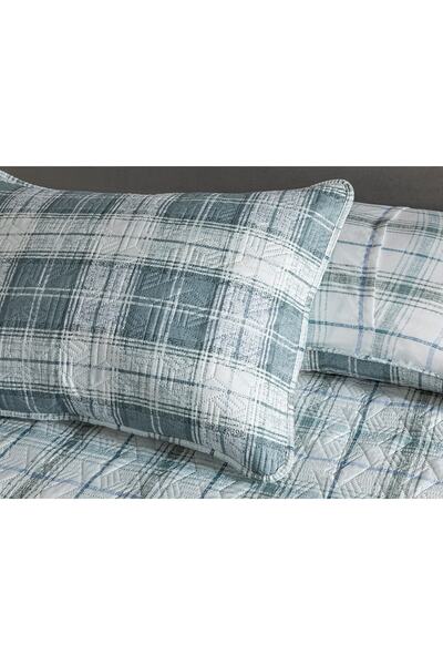 English Home Static Check Çok Amaçlı King Size Yatak Örtüsü Takımı 240x220 Cm Gri