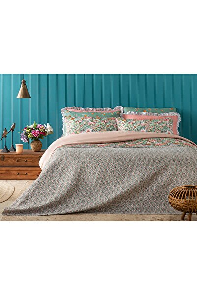 English Home Poppy Happiness Çok Amaçlı Tek Kişilik Yatak Örtüsü Takımı 160x220 cm Pembe