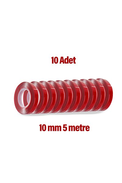 otohoop Akrilik Şeffaf Silikonlu Çift Taraflı Montaj Bant 10mm X 5mt | 10 Adet