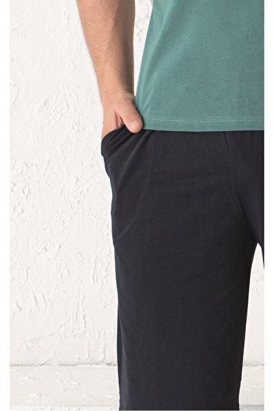 KAPİTEX Σετ ανδρικών πιτζάμες με κοντό μανίκι Raglan με έξι μακριές τσέπες με τρία κουμπιά πράσινο χρώμα