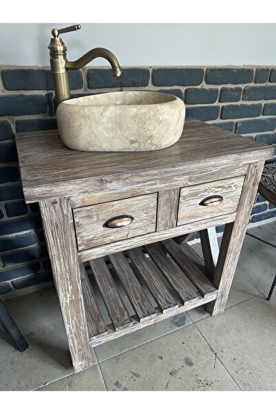 retron atölye woodworks Rustik Tarz Masif Banyo Dolabı Dresuar