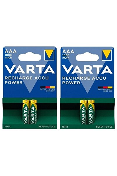 TREAGLE 4 Adet Varta 57033 1000mah Aaa Şarj Edilebilir Ince Kalem Pil 2 Kartel