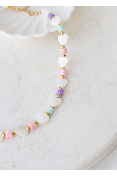 CHARMLUCKY Heart Pearl Stone - Fimo Necklace