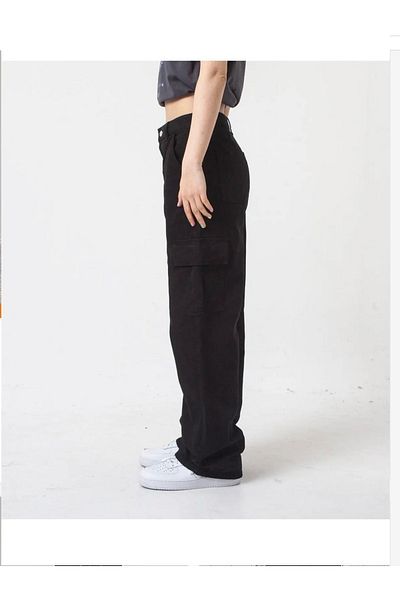 LAMİRA Mood Black Colorfast Cargo Pocket Φαρδιά πόδι