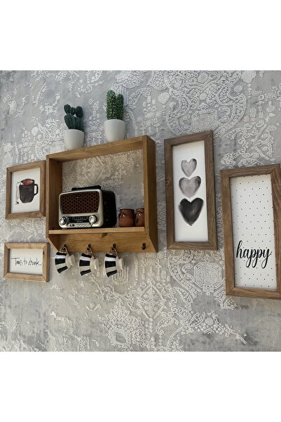 woodhomeworks Gerçek Ahşap Mutfak Dekor Tablo 5 Parça