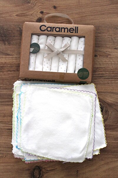 Caramell 17 Pieces Organic Cotton Double Layer Colorful Stitched Around Newborn Combed Cotton Baby Mouth Wipes