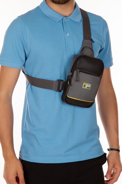 NEWISH POLO ACCESSORIES حقيبة كتف وحزام خصر متقاطع باللون الرمادي للجنسين وحقيبة هاتف يومية