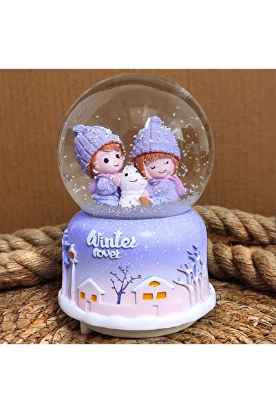 keyfim shop Winter Love Işıklı Müzikli Kar Küresi
