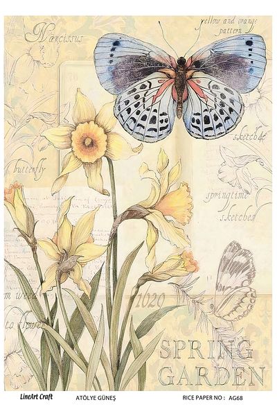 LİNEART Brass Decopage Paper La-ag68