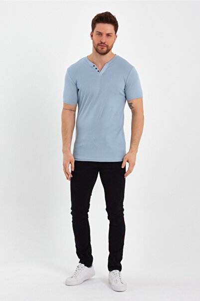 UOMOPARK Μοντέλο μπλουζάκι με κοντό μανίκι 2124 με γιακά με κουμπιά