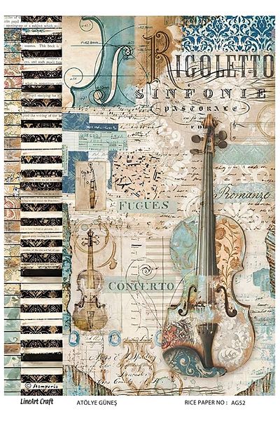 LİNEART Brass Decopage Paper La-ag52