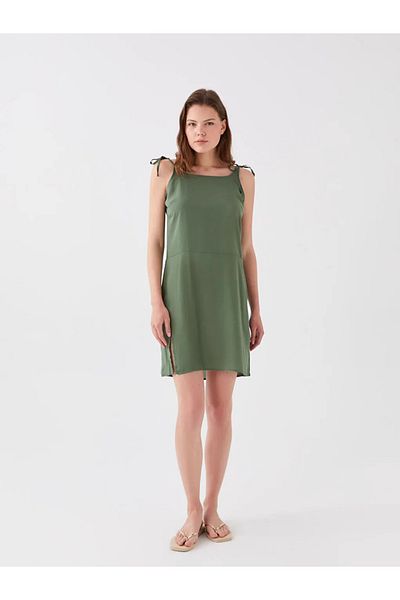 LC Waikiki Lcw Dream Damen-Strandkleid mit geradem U-Kragen und Trägern