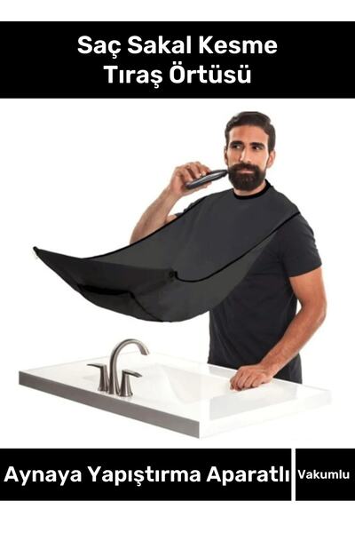 Genel Markalar Premium Serisi Pratik Vakumlu Aynaya Yapıştırma Aparatlı Siyah Tıraş Örtüsü