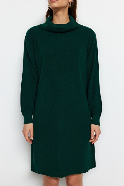 Trendyol Collection Rochie mini tricot verde smarald cu croiala larga - TWOAW23EL00026
