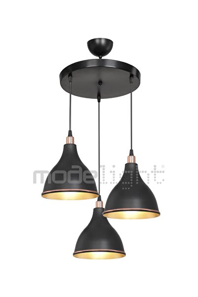 Modelight Tilda 3lü Çember Avize Siyah Salon-oturma Odası-çocuk Odası-yatak Odası-yemek Odası-antre-mutfak