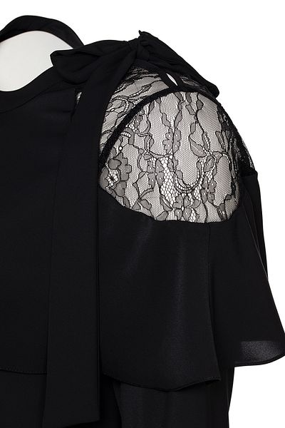 MİYORO Large Size Women's Blouse with One-Shoulder Lace Collar and Lace Detail